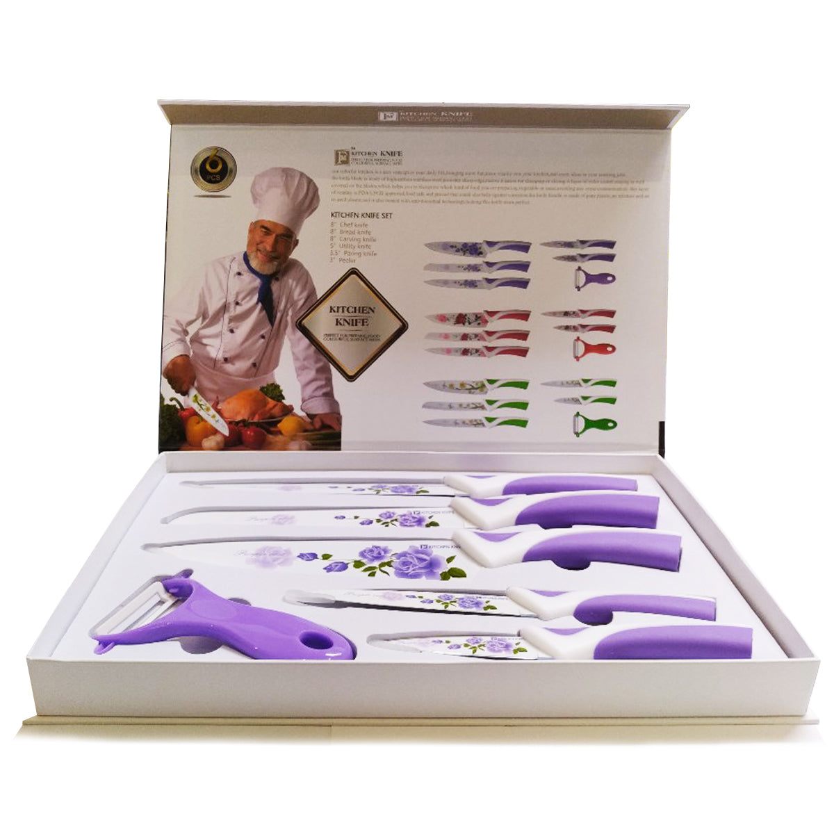 Kitchen Knife Set, Preparing Food 6-Piece Colorful Kitchen Knives Set – K  Healing