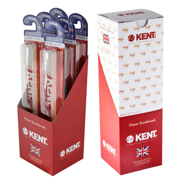 KENT Finest Soft Toothbrush 1 Box ( 6 piece)  - Micro Thin Bristles, Anti-bacterial, BPA Free for Sensitive Gums and Teeth