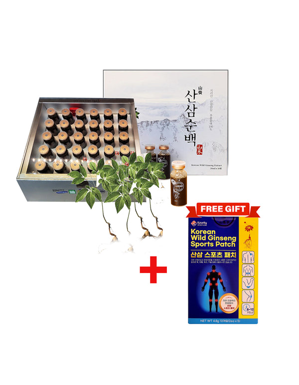 100% Pure Wild Ginseng Extract (30 x 20ml)+ Wild Ginseng Sports Patch ( Free Gift)