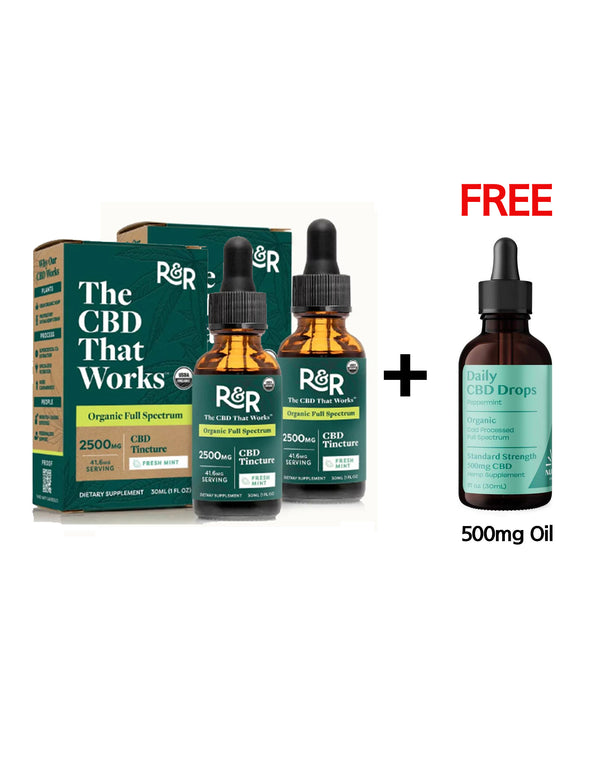 [40% OFF] 2 Boxes of R&R Medicinal 2500MG Hemp Tincture + CBD Peppermint Drops 500mg Oil