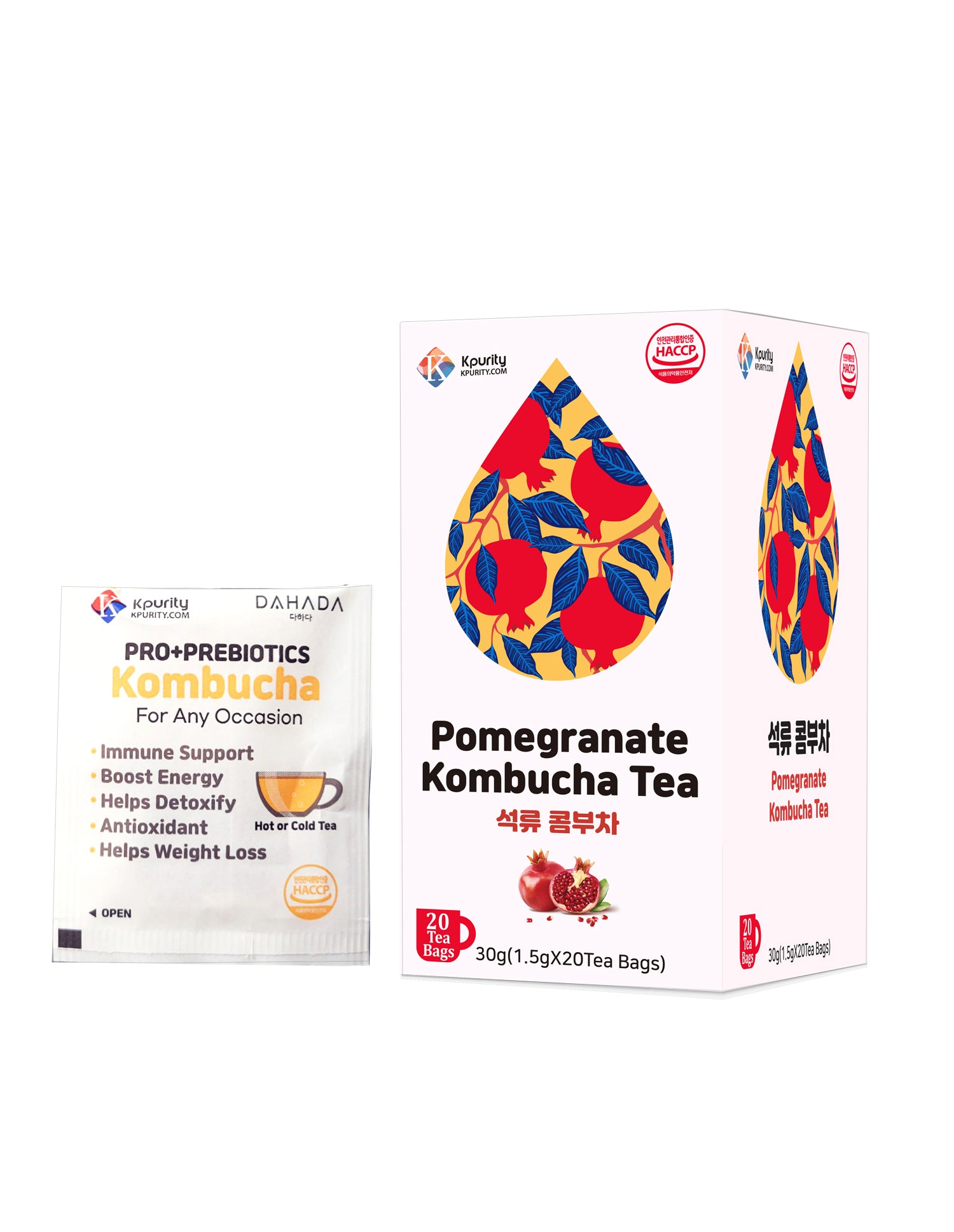 Pomegranate Kombucha (20 Tea Bags) Tea Supplies Antioxidants to Supp