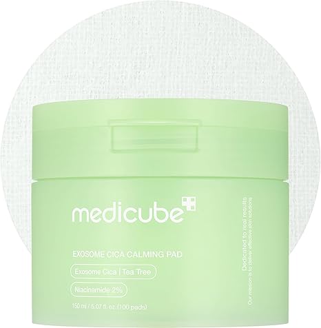 Medicube Exosome Cica Tea Tree Calming Toner Pads, Hydrating Daily Care for Sensitive Skin, Vegan, 100 Pads/메디큐브 엑소좀 시카 티트리 카밍 토너 패드   민감성 피부용 데일리 보습 케어