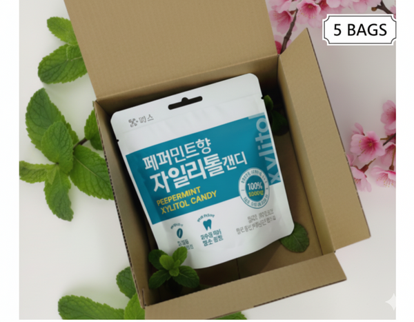 페퍼민트향 자일리톨 캔디  (40g x 5 bag ) –문경미소 페퍼민트향 자일리톨 캔디 40g – 상쾌한 청량감과 치아 건강을 위한 무설탕 캔디