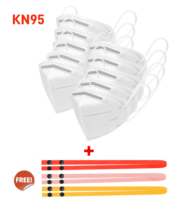 KN95 공기 정화 호흡기 마스크 팩 10 + 3 개 무료 마스크 끈